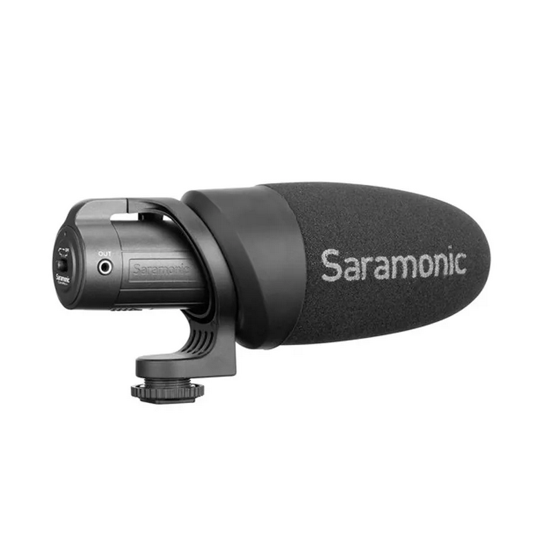 SARAMONIC CamMic+ Micrófono de cañón con batería para cámaras DSLR y smartphones