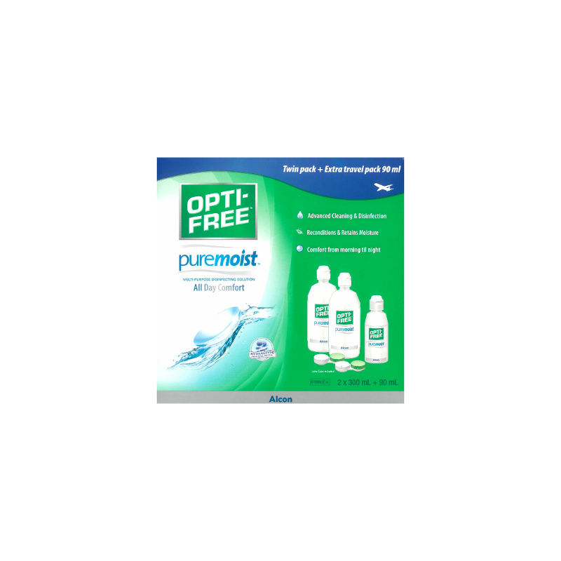 OPTIFREE PUREMOIST 300 ml 2 Uds.+ Kit de viaje 90 ml
